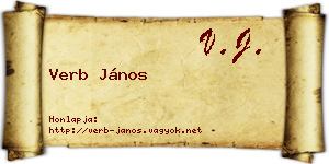 Verb János névjegykártya
